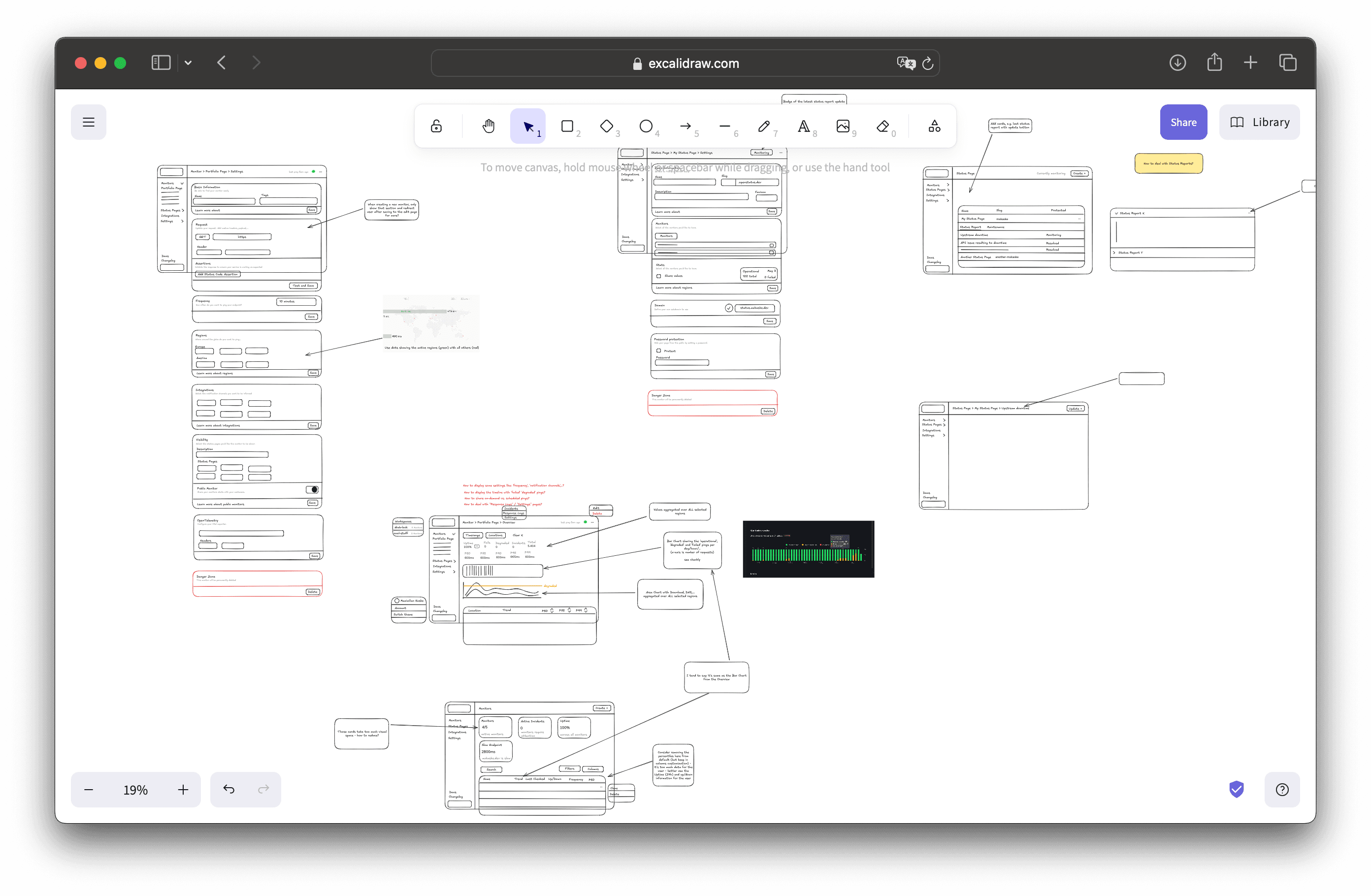 Excalidraw sketches from the dashboard